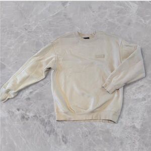 H&M Men's Cream Oversized Crewneck Sweater